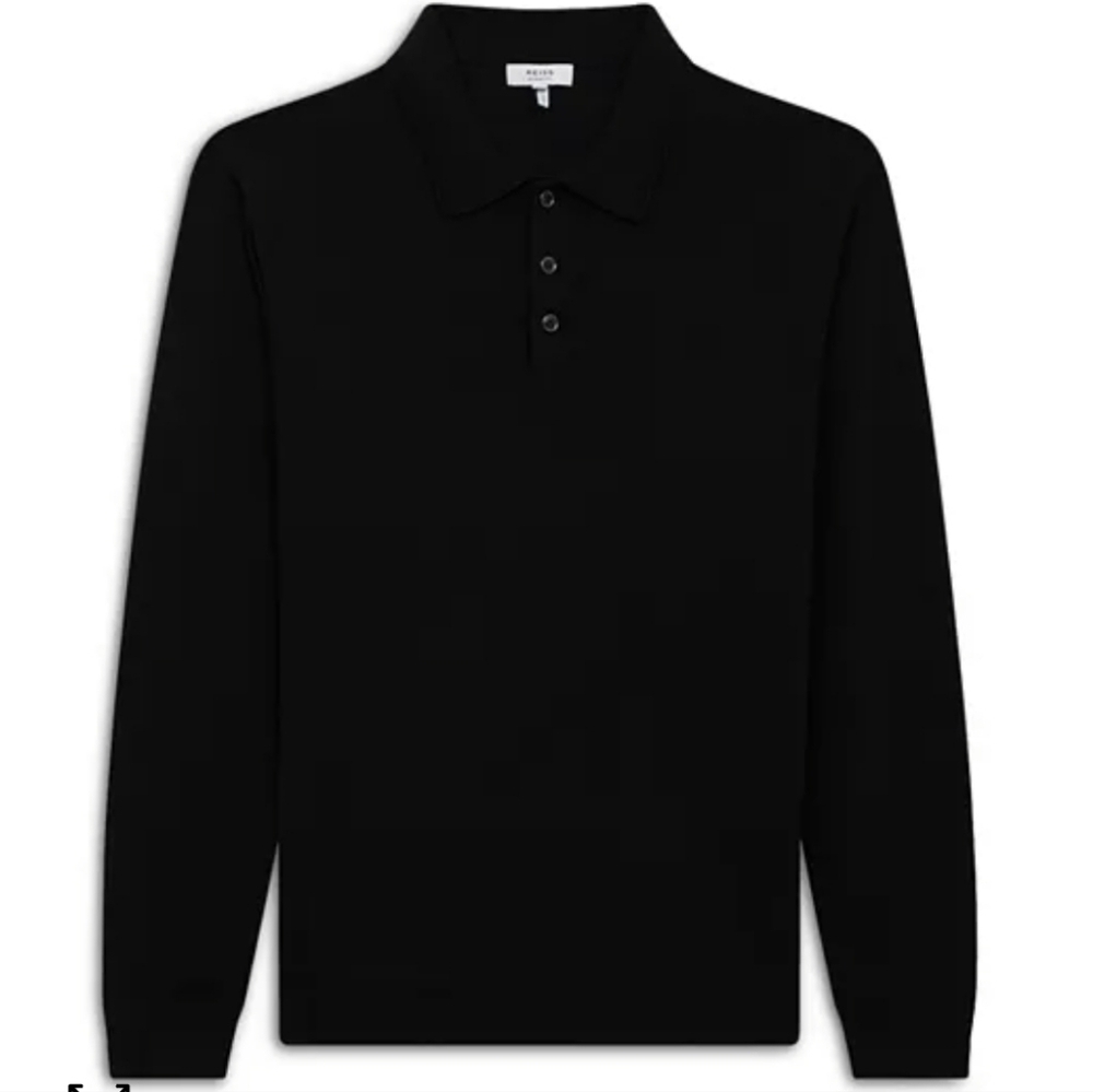 ❤️BUY 2 GET 1 FREE  REISS Trafford Merino Wool Slim Fit Long Sleeve Polo Shirt